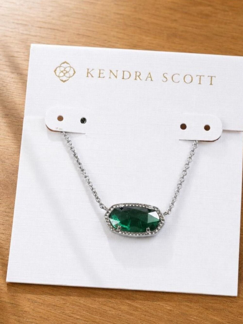 Kendra Scott Elisa Silver Green Cat's Eye Pendant Necklace